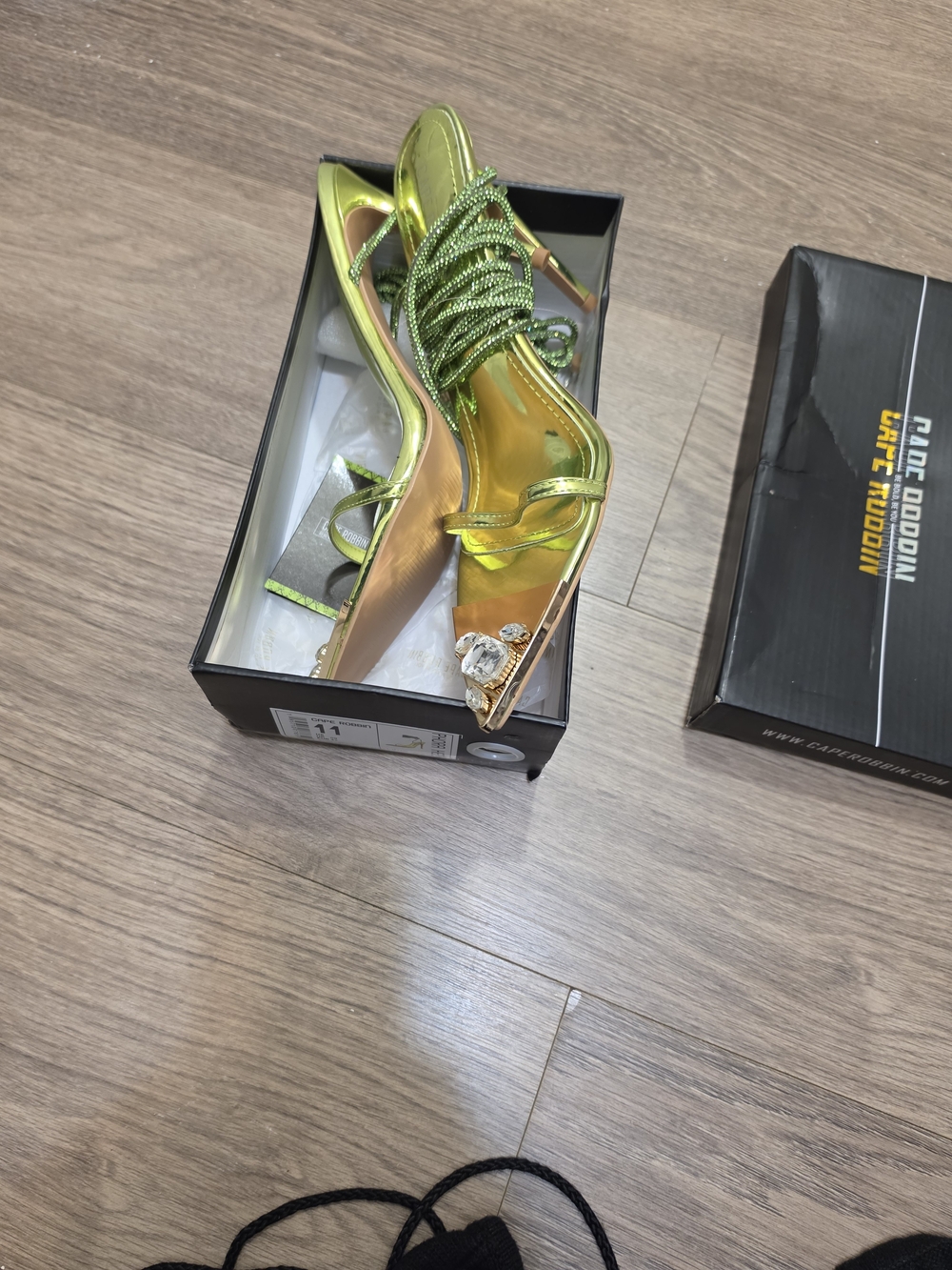 Metallic Lime Green Strappy Stiletto Heels - Picture 5 of 6